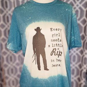 Handmade Teal Distressed Tee Women's